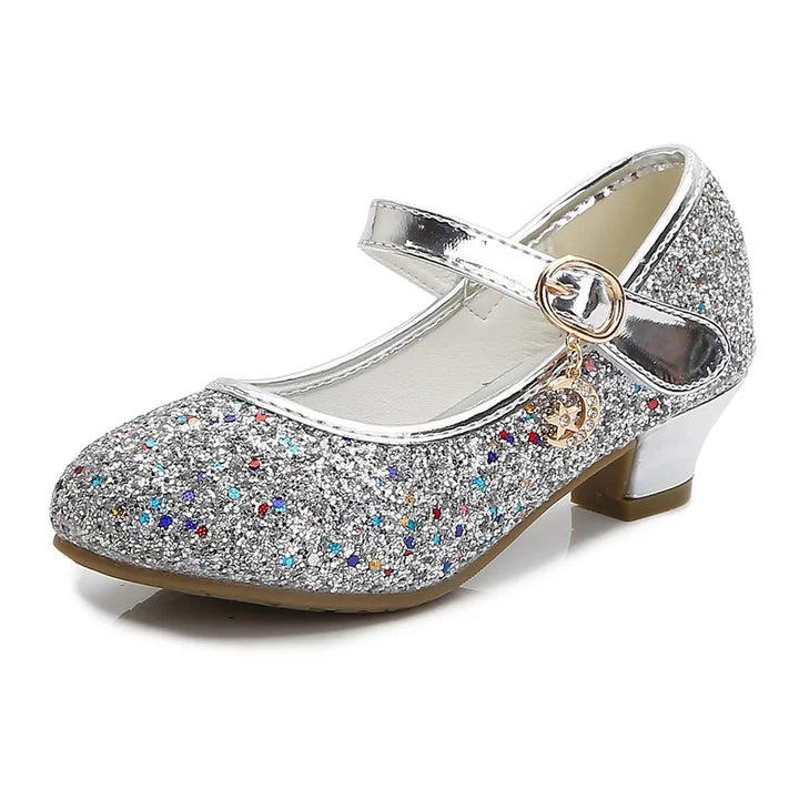 Girls' Purple High Heels For Kids Princess Leather Shoe