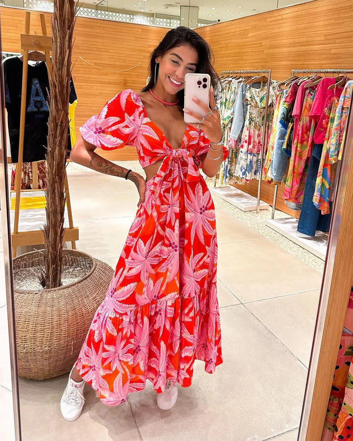 Elegent Deep V Neck Long Dresses For Women-Dresses-Bennys Beauty World