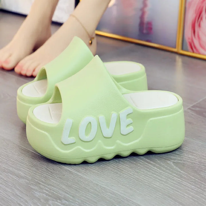 White Pink Bow-knot Slippers Woman High Platform EVA Slides