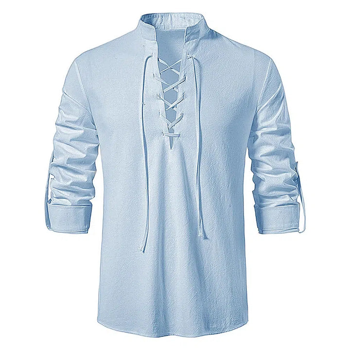 Men's Casual Blouse Cotton Linen Shirt Tops Long Sleeve Tee Shirt-Shirts-Bennys Beauty World