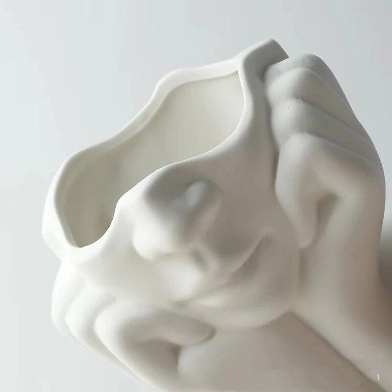 White Ceramic Body Art Vase Shy Girl Decorative Ornament Flower storage Living Room decoration Nordic style home decor-Arlik interiors