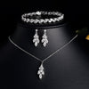 Zirconia Leaf Necklace Earrings Rings Bracelets Set for Women-necklace-Bennys Beauty World