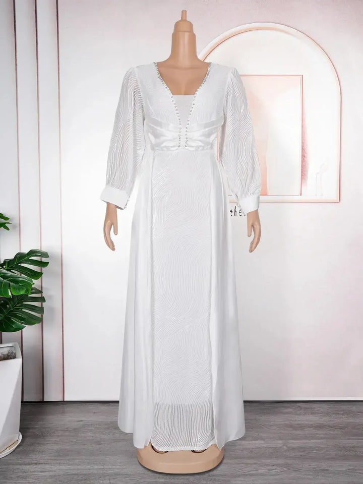 African Dresses for Women Fashion Plus Size Sequin Evening Party Dress-African Dresses-Bennys Beauty World