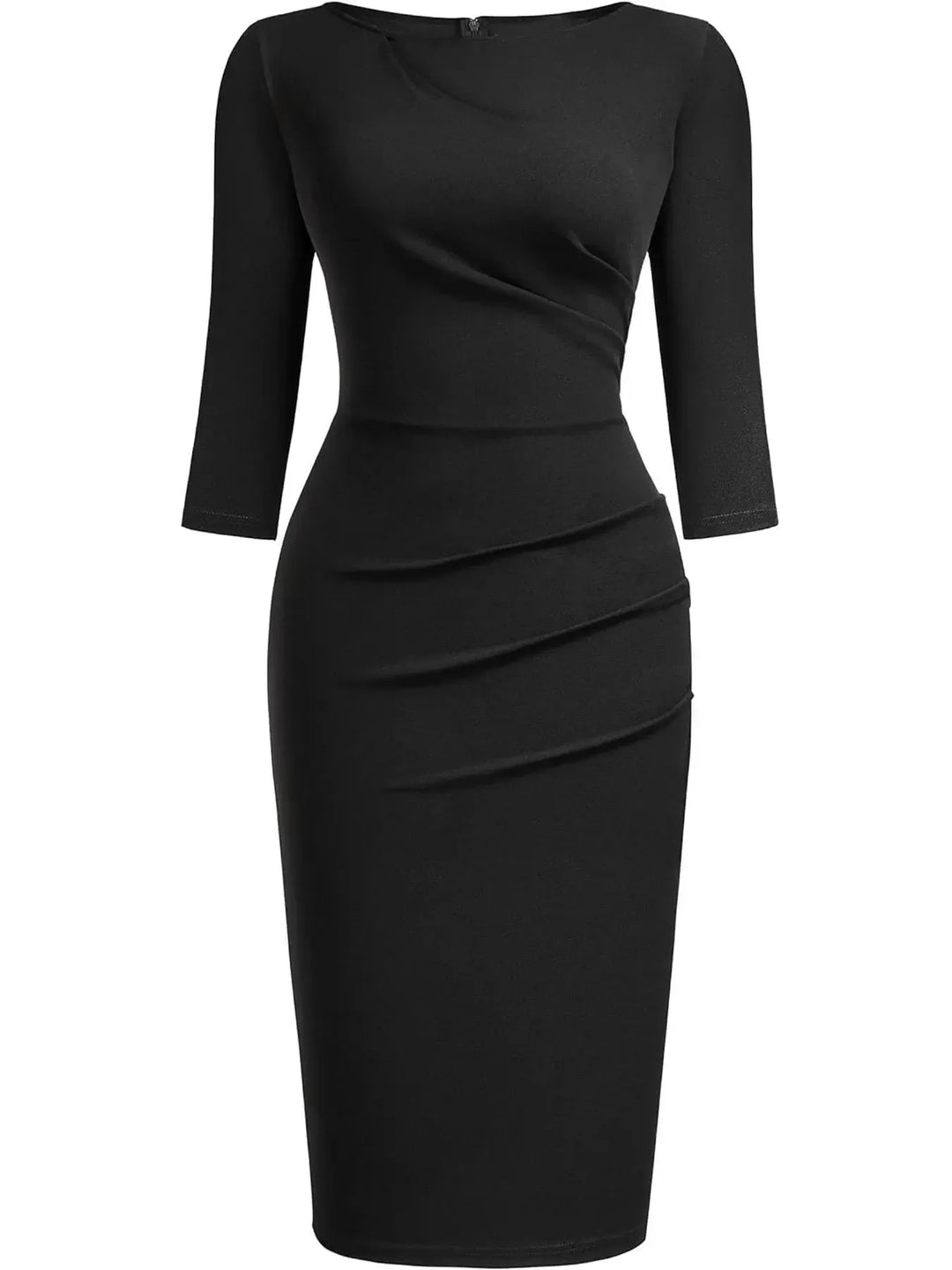 Women's Elegant Bodycon Sheath Dress – Crew Neck 3/4 Sleeve Knee-Length Work & Party Dress-Dresses-Bennys Beauty World
