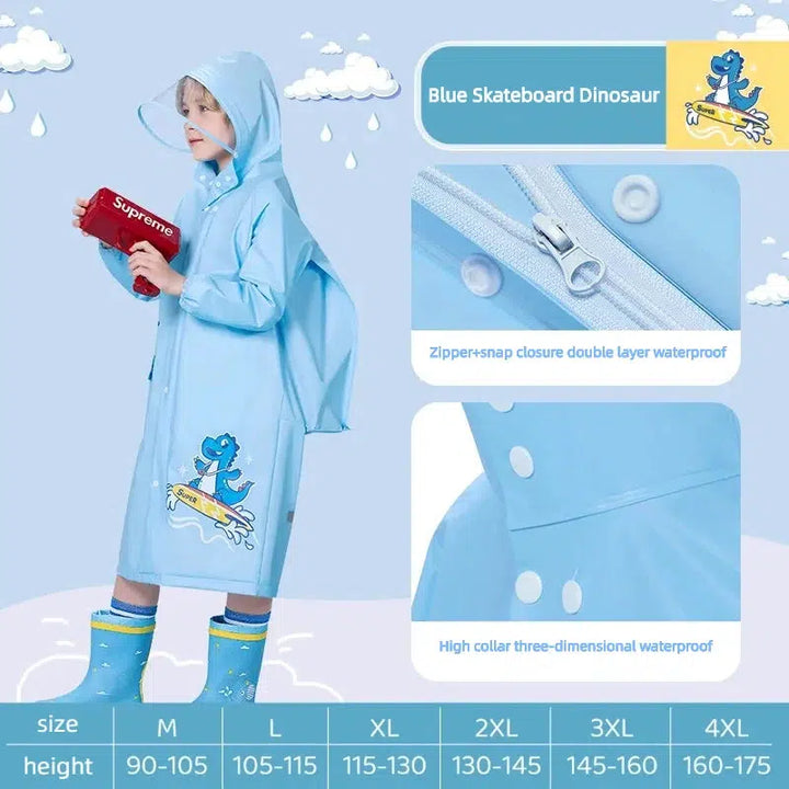 Kids Raincoat Wateproof Childrens Dinosaur Rain Coat-kids clothing-Bennys Beauty World