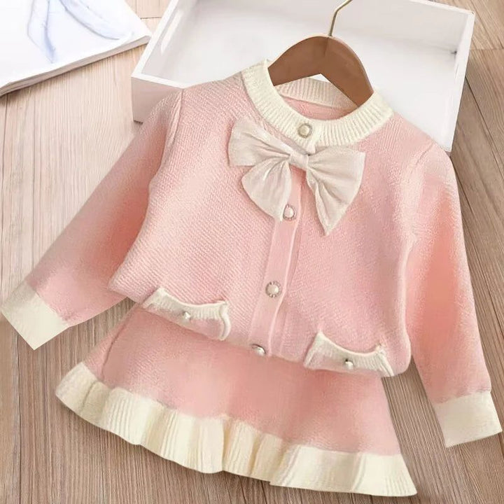 Girls Long sleeve knitted sweater set-Dress-Bennys Beauty World