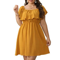 Women Dresses Summer Short Sleeve Ruffle Dress-Dresses-Bennys Beauty World