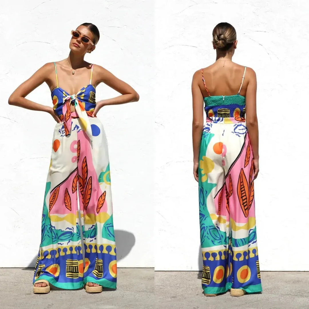 Bohemian Spaghetti Strap Jumpsuit for Women-Dress-Bennys Beauty World