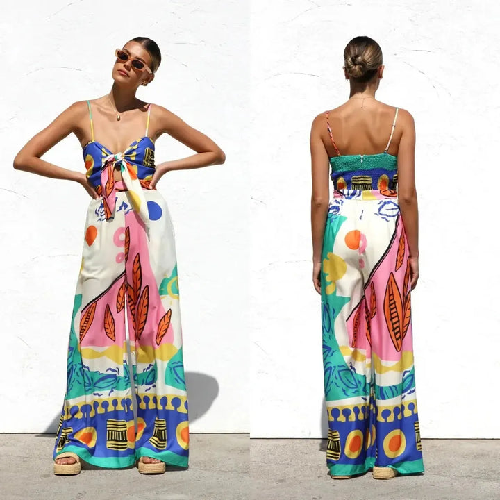 Bohemian Spaghetti Strap Jumpsuit for Women-Dress-Bennys Beauty World
