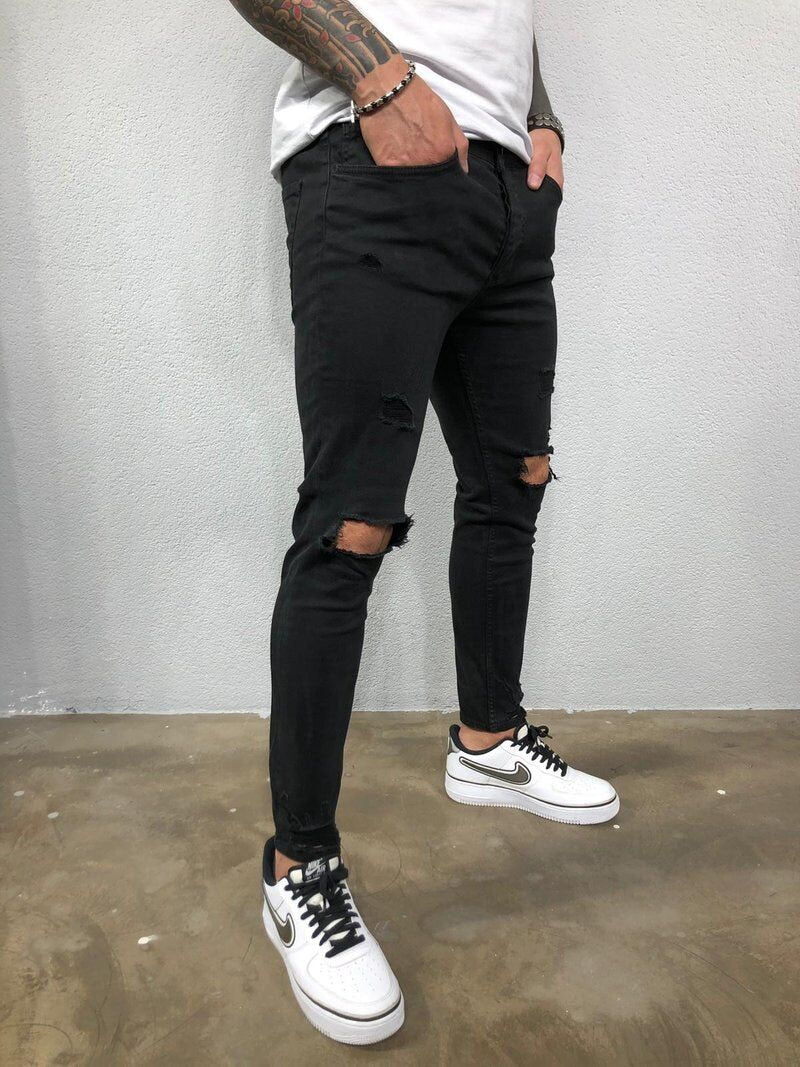 Men Pants Fashion Men Casual Pants Stretchy Demin Skinny Pants-pants-Bennys Beauty World