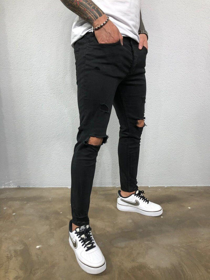 Men Pants Fashion Men Casual Pants Stretchy Demin Skinny Pants-pants-Bennys Beauty World