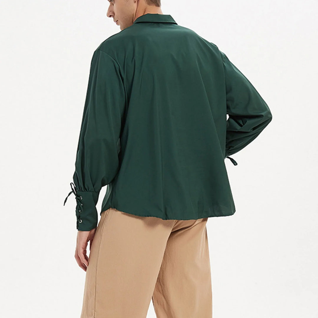 Men’s Medieval Bandage Shirt – Vintage Long Sleeve Casual Blouse-Shirt-Bennys Beauty World