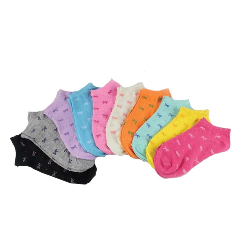 10Pairs Candy Color Striped Socks Casual & Breathable Ankle Socks