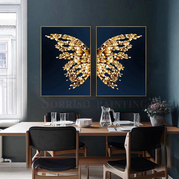 Nordic Abstract Golden Diamond Butterfly Canvas Painting Modern Wall Art Posters And Prints Pictures For Living Room Home Decor-Arlik interiors