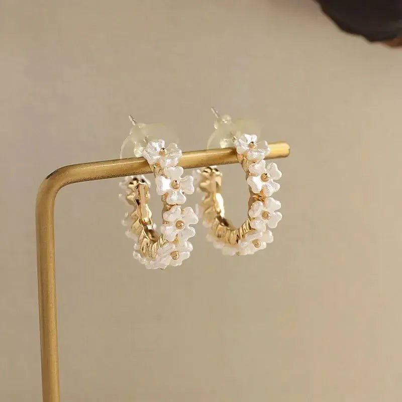 Camellia Flower Petal Earrings | Removable Tassel Dangle - Bennys Beauty World