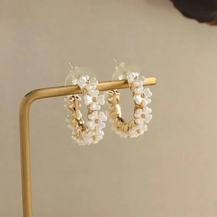 Camellia Flower Petal Earrings | Removable Tassel Dangle - Bennys Beauty World