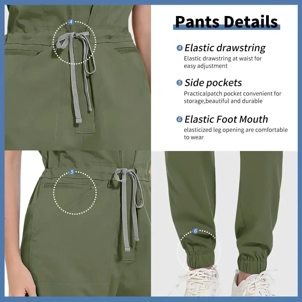Multicolor Medical Scrub Jumpsuit for Women-Scrubs-Bennys Beauty World