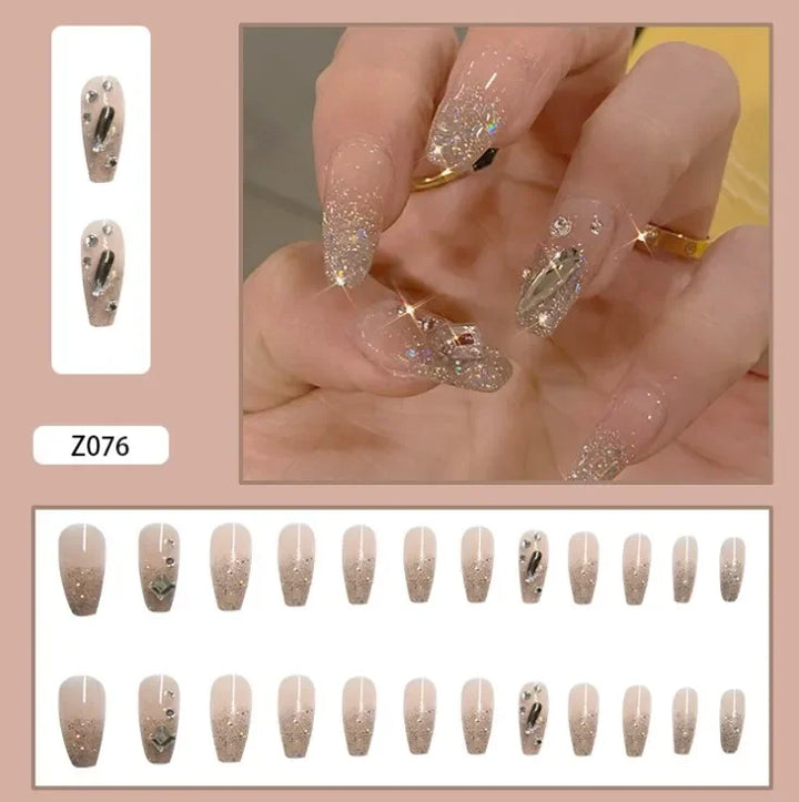 24pcs Multiple Styles Colourful Fake Nails Detachable Nails