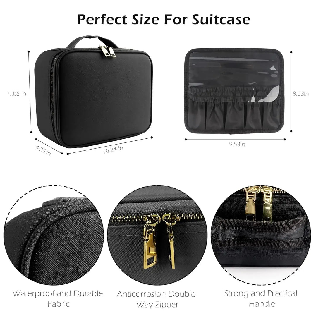 Makeup Organizer with Mirror Light 3 Adjustable Brightness-Cosmetic & Toiletry Bags-Bennys Beauty World