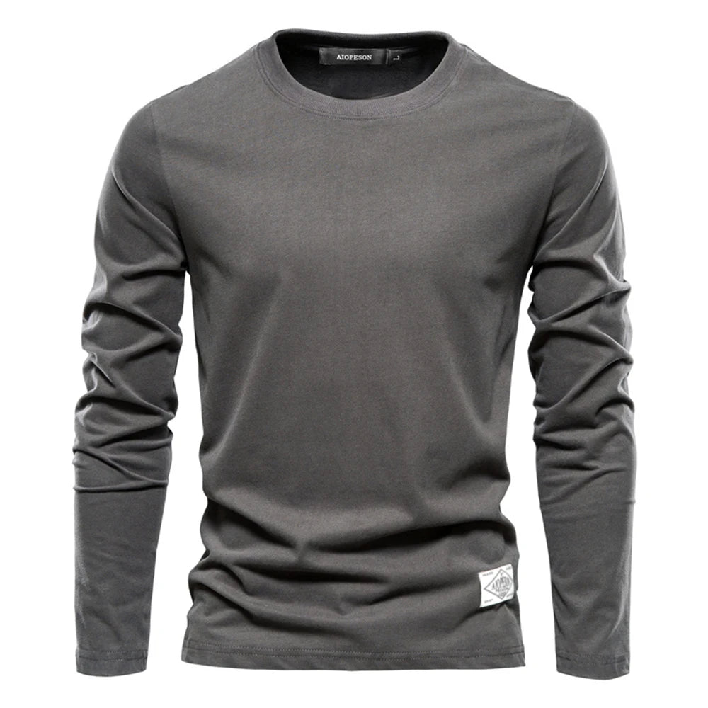 Cotton Long Sleeve T Shirt For Men Solid Spring Casual Mens T-shirts