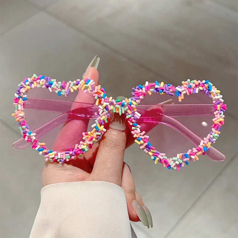 Heart-Shaped Sprinkle Sunglasses — UV400
