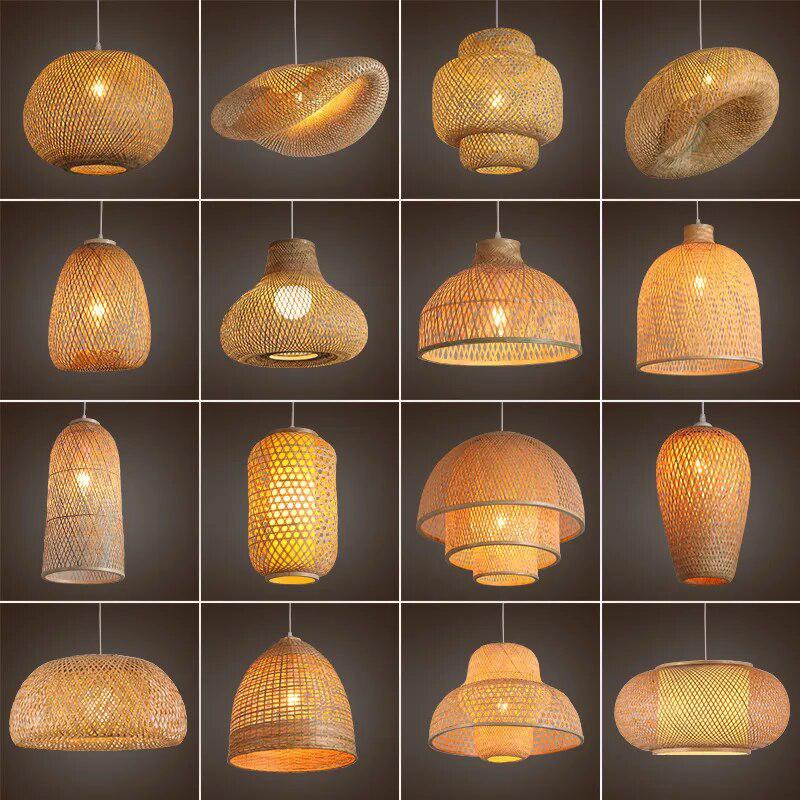 Bamboo Wicker Rattan Lamps-Light Fixtures-Arlik interiors