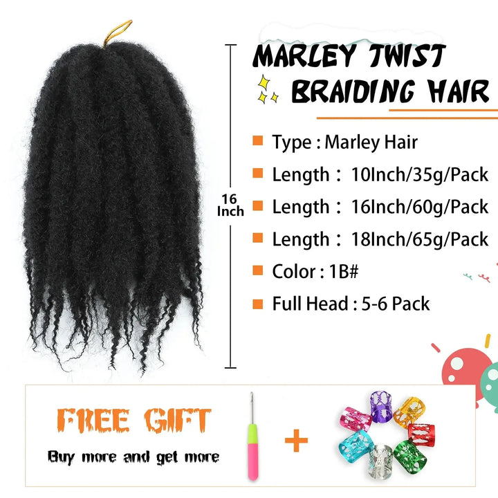 Karida 10-18 Inch Marley Twist Braiding Hair – Kinky Curly Synthetic Crochet Hair-crochet hair-Bennys Beauty World