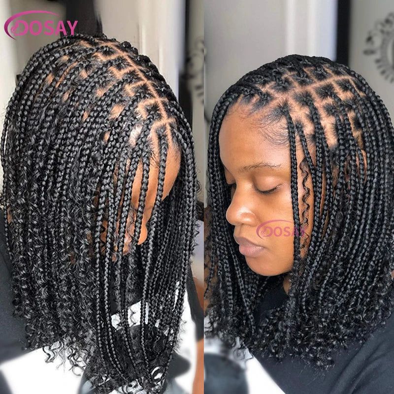 Synthetic Braided Curly Wigs Short Bob Wig