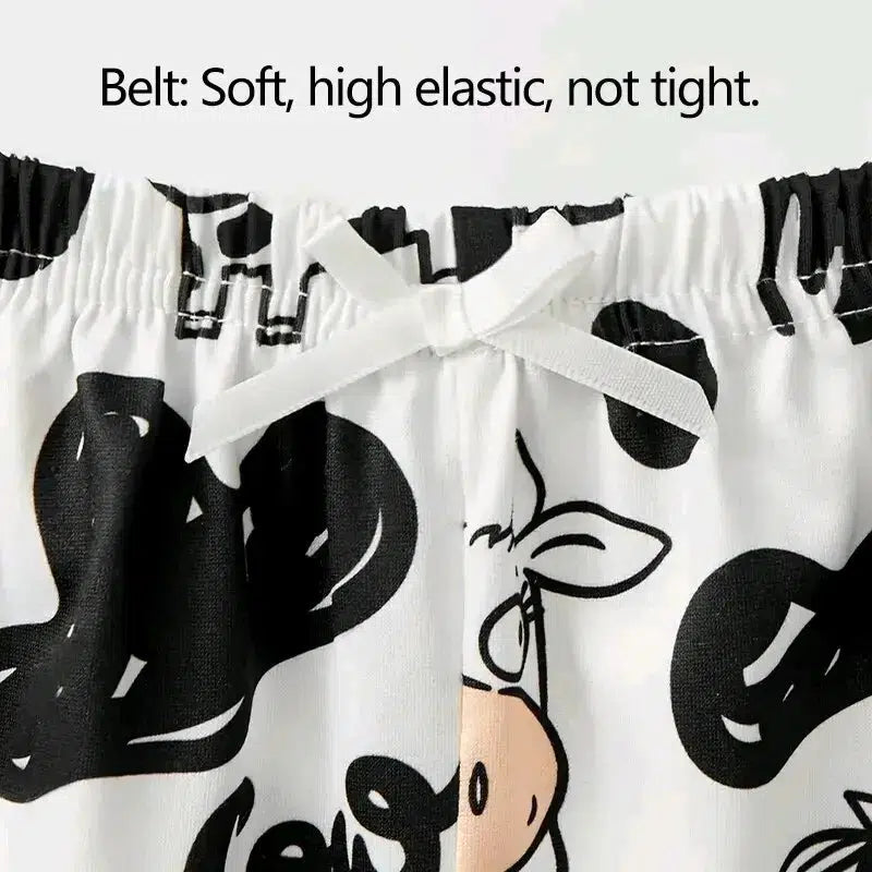 Women Pajamas Sleepwear Pajama Set Sports Camisole And Shorts S M L Black Cow Cartoon Print Ventilate Soft Casual-Bennys Beauty World