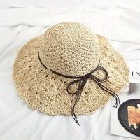 Women's Casual Travel Supply Sun Protection Beach Hat Raffia Straw Hat-Hat-Bennys Beauty World