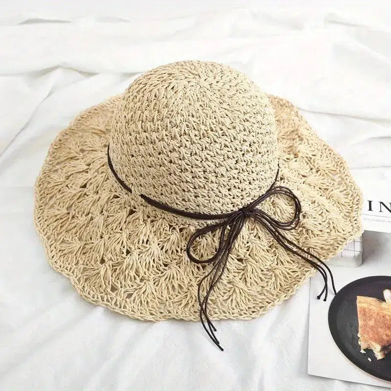 Women's Casual Travel Supply Sun Protection Beach Hat Raffia Straw Hat-Hat-Bennys Beauty World