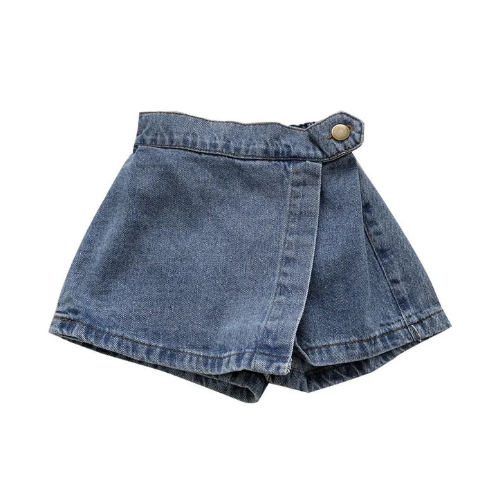 Girls Soft Denim Skirt Shorts | Elastic Waist | Korean Style