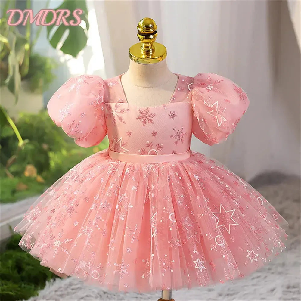 Girls Big Bow Flower Girl Dress – Toddler Baptism, Birthday & Wedding Gown-Dresses-Bennys Beauty World
