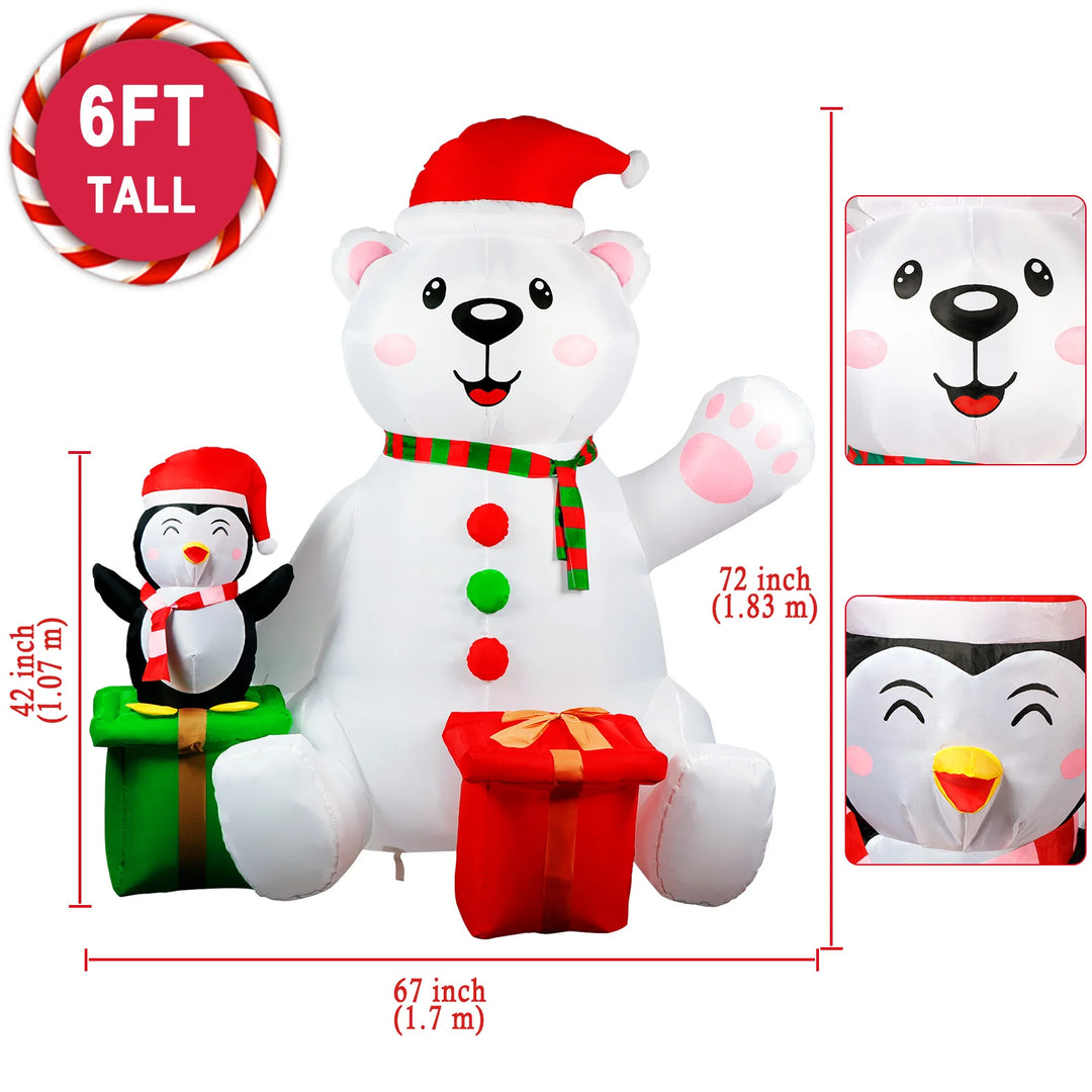 6 FT Christmas Inflatables Outdoor Decorations - Bennys Beauty World