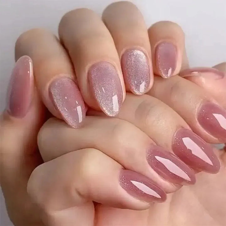 Almond Press-On Nails – 24 Pcs Flower Pattern False Nails | Bennys Beauty World-Nails-Bennys Beauty World