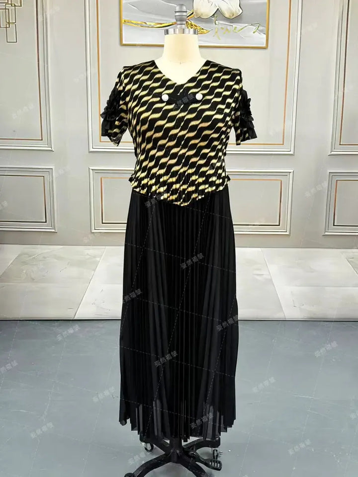 Plus Size Luxury Dresses For Women Elegant And Beautiful Gowns Miyake Pleated Dress Party Evening Prom Formal Female Fashion-Bennys Beauty World