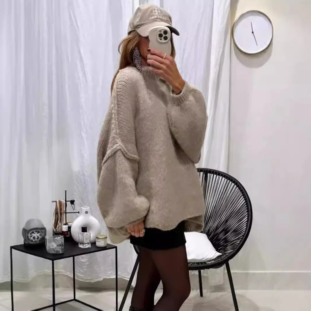 Women's Sweater Solid Color Semi-turtleneck Casual