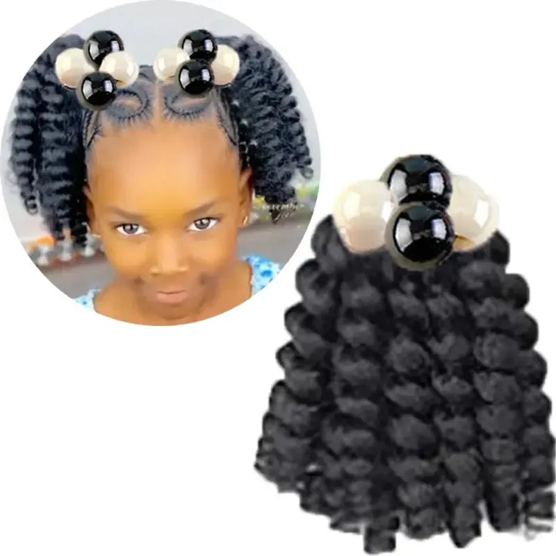 2-Pack Girls Braided Ponytail Hair Extensions with Elastic Ball Beads – Colourful Synthetic Hairpiece for Kids-Hair Accessories-Bennys Beauty World