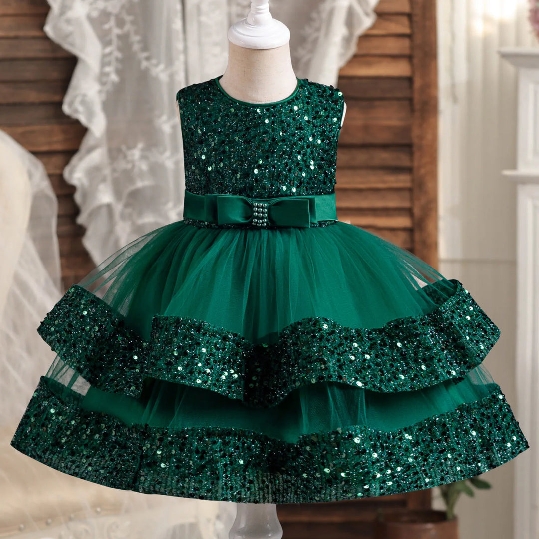 Baby Girls Tutu Tulle Dress Party Gowns Shiny Sequins Dresses