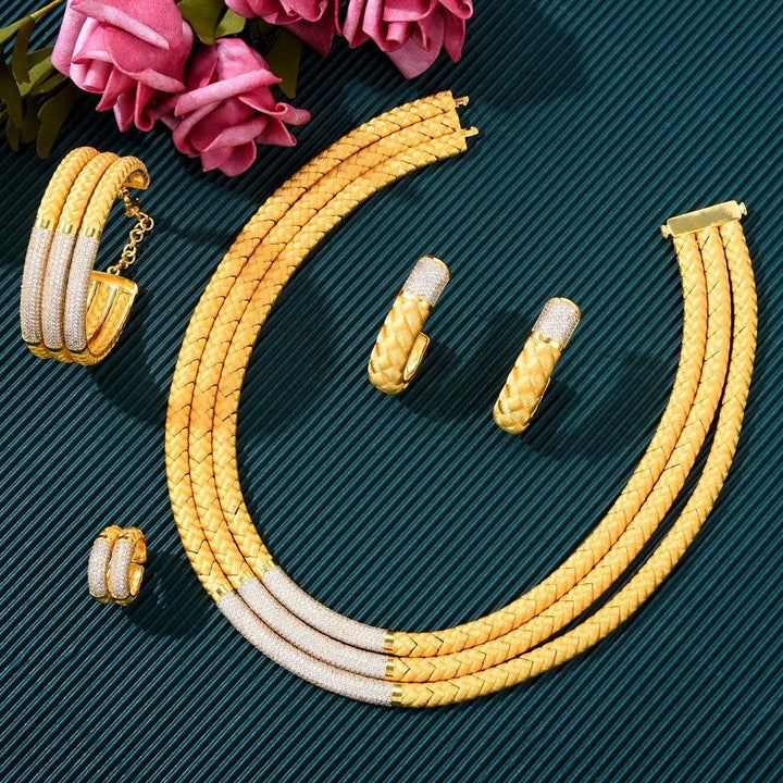 New Trendy 4PCS 3 Layers African Jewelry Set For Women-Jewelry-Bennys Beauty World