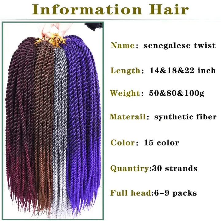Full Star Pre-Twisted Crochet Braids – 30 Strands/Pack Synthetic Ombre Braiding Hair-braids-Bennys Beauty World