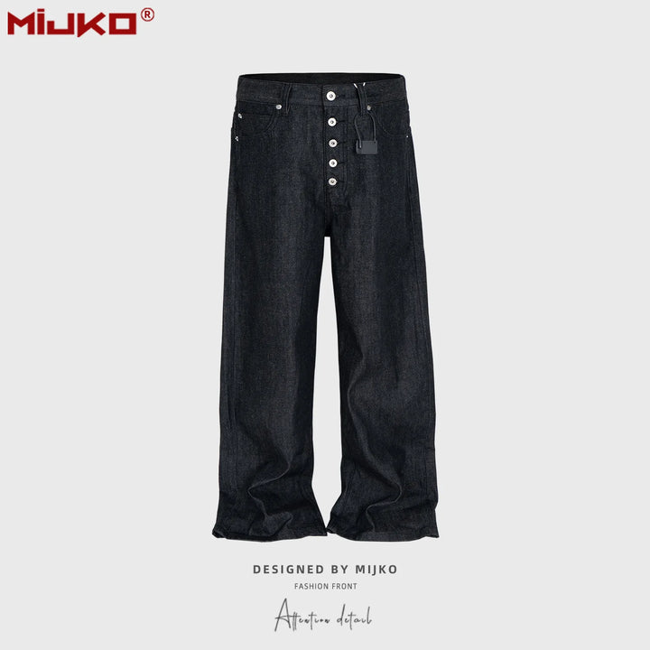 MIJKO High Street Dark Blue Straight Leg Denim Jeans | Unisex - Bennys Beauty World