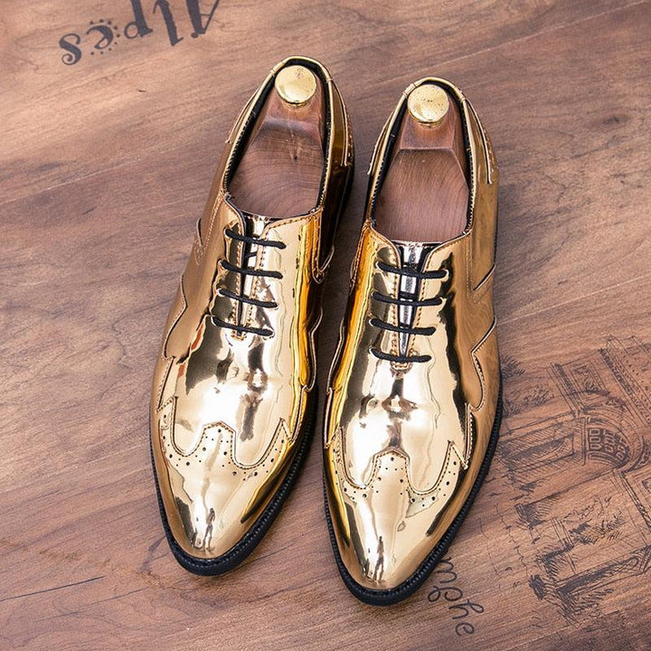 Gold Color Leather Shoes For Men-Shoe-Bennys Beauty World