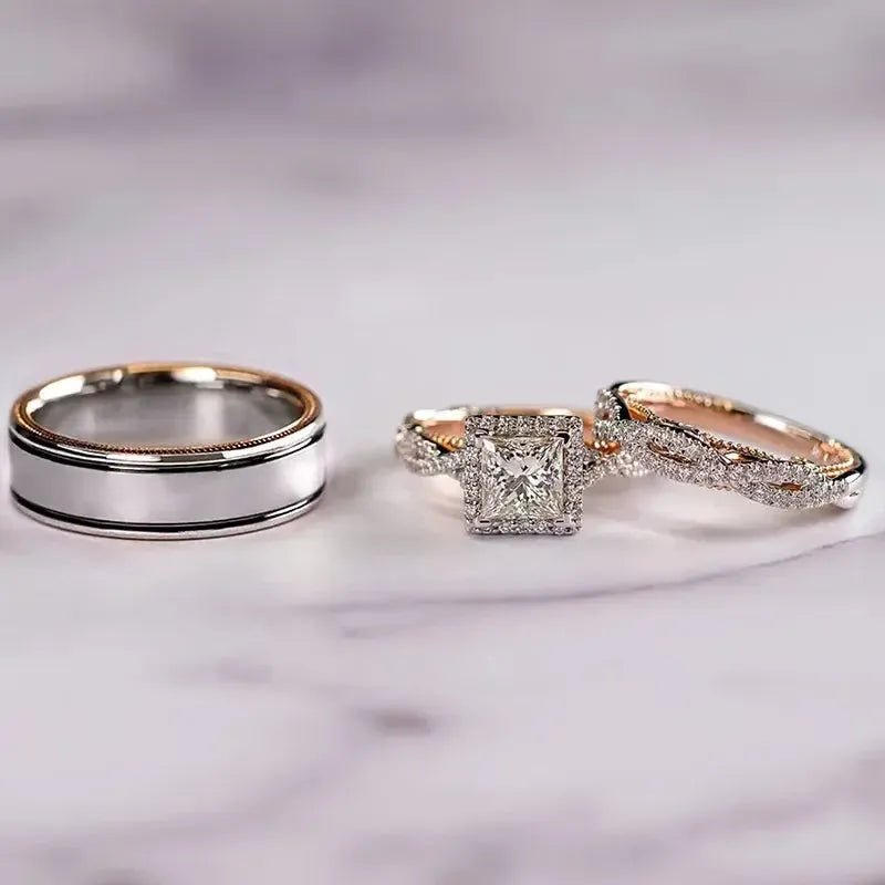 Cross Zircon Engagement Ring Set – Women&