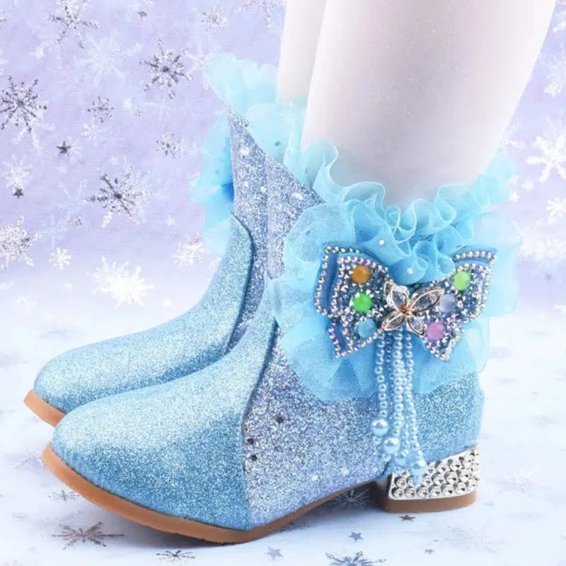 Princess Ankle Boots Plus Velvet Cotton Boots For Children-Shoes-Bennys Beauty World