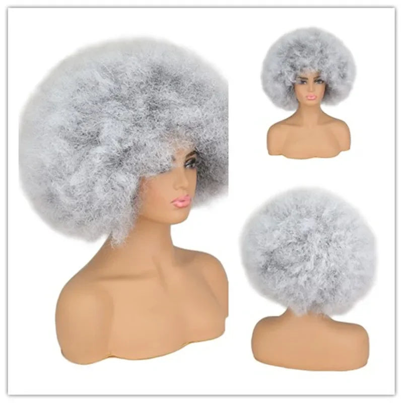 Super Big  Short Curly Cosplay Party Black Dance Afro Wigs Synthetic