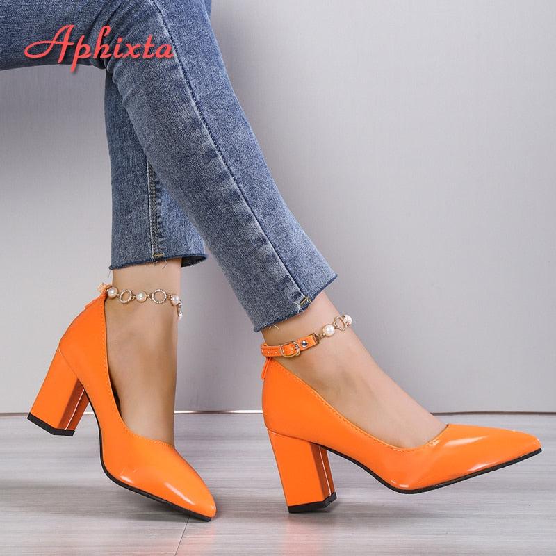 Luxury 7cm Chunky Heels Pumps Women Shoes-Shoe-Bennys Beauty World