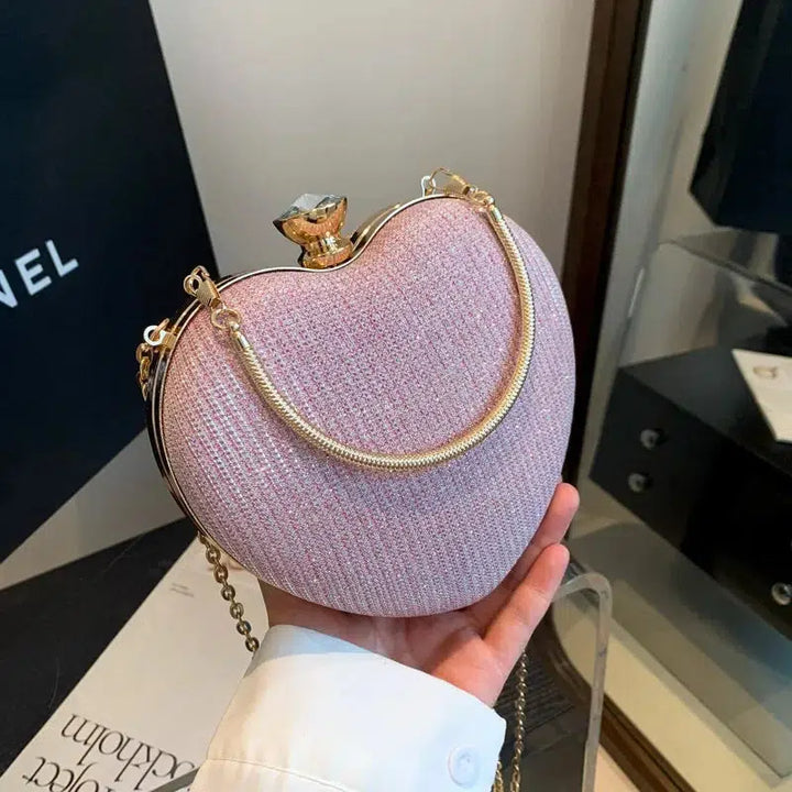 Evening Clutch Bag Women Bag Shiny Handbag Heart Shaped Bags-bag-Bennys Beauty World