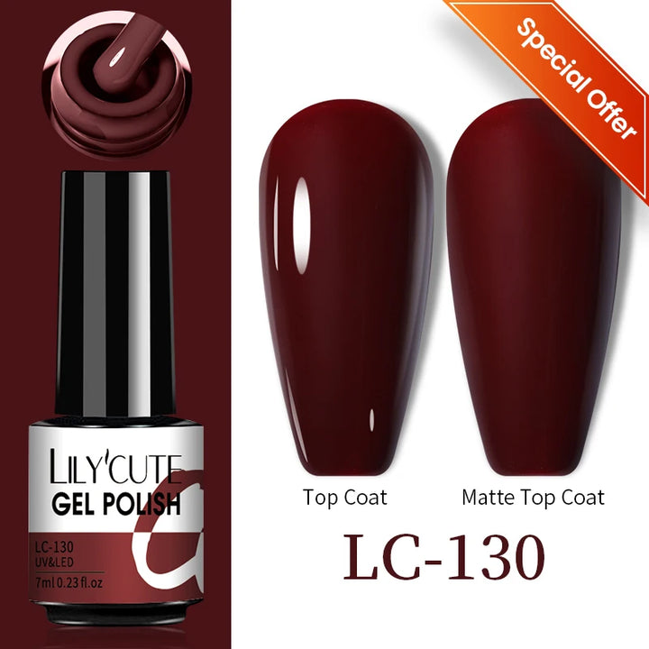 LILYCUTE Dark Brown Gel Nail Polish For Manicure Nails Art