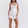 Women's Summer Sling Dress Solid Sleeveless Backless Short Dress